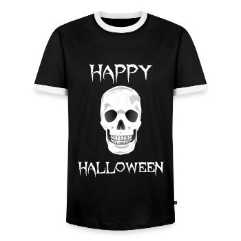 Halloween - Happy Halloween - skull - Men's Ringer Shirt - black/white - Front - AI Model Female 172 light (172cm) & AI Model Male 178 light (178cm)