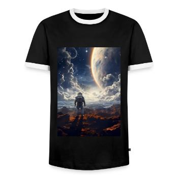 Astronaut im All - Männer Kontrast-T-Shirt - Schwarz/Weiß - Vorne - AI Model Female 172 light (172cm) & AI Model Male 178 light (178cm)
