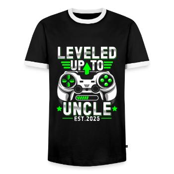 Ascended to Uncle 2025 - Men's Ringer Shirt - black/white - Front - AI Model Female 172 light (172cm) & AI Model Male 178 light (178cm)