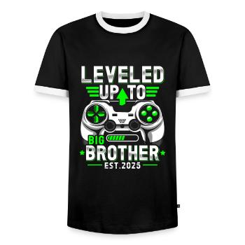 Zum großen Bruder 2025 aufgestiegen - Männer Kontrast-T-Shirt - Schwarz/Weiß - Vorne - AI Model Female 172 light (172cm) & AI Model Male 178 light (178cm)