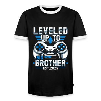 Zum großen Bruder 2025 aufgestiegen - Männer Kontrast-T-Shirt - Schwarz/Weiß - Vorne - AI Model Female 172 light (172cm) & AI Model Male 178 light (178cm)
