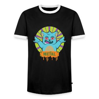 METAL Rock Musique Chat - T-shirt contrasté Homme - noir/blanc - Devant - AI Model Female 172 light (172cm) & AI Model Male 178 light (178cm)