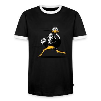 run run émeu bouquet drôle - T-shirt contrasté Homme - noir/blanc - Devant - AI Model Female 172 light (172cm) & AI Model Male 178 light (178cm)