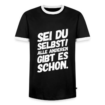 Sei Du Selbst Motivation Sprüche - Männer Kontrast-T-Shirt - Schwarz/Weiß - Vorne - AI Model Female 172 light (172cm) & AI Model Male 178 light (178cm)