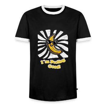 Funny banana with I ́m peeling good! - Men's Ringer Shirt - black/white - Front - AI Model Female 172 light (172cm) & AI Model Male 178 light (178cm)
