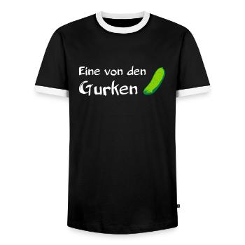Eine von den Gurken 2 - Männer Kontrast-T-Shirt - Schwarz/Weiß - Vorne - AI Model Female 172 light (172cm) & AI Model Male 178 light (178cm)