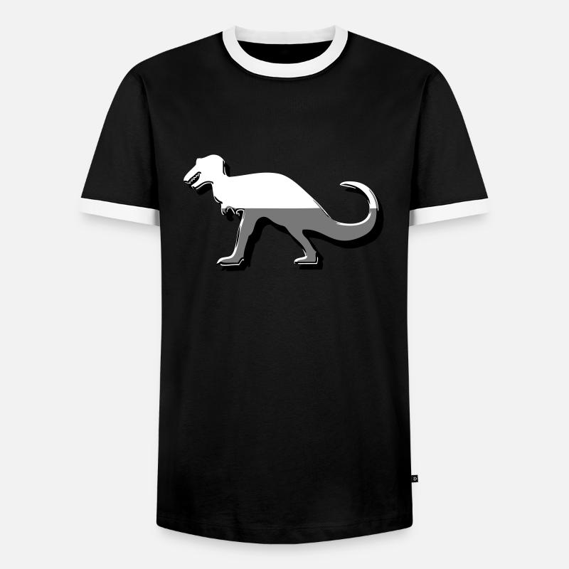 Dinosaur Dinosaur Button - Men's Ringer Shirt - black/white