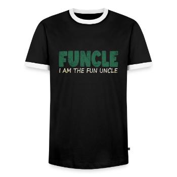 funcle spass onkel - Männer Kontrast-T-Shirt - Schwarz/Weiß - Vorne - AI Model Female 172 light (172cm) & AI Model Male 178 light (178cm)