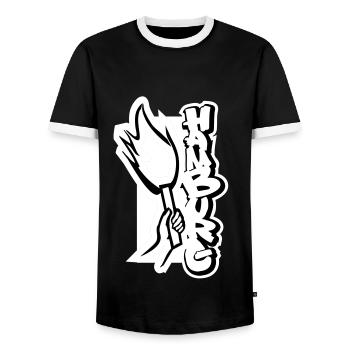 hamburg_pyro - Männer Kontrast-T-Shirt - Schwarz/Weiß - Vorne - AI Model Female 172 light (172cm) & AI Model Male 178 light (178cm)