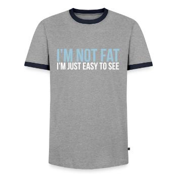 im not fat - Men's Ringer Shirt - grey/navy  - Front - AI Model Female 172 light (172cm) & AI Model Male 178 light (178cm)