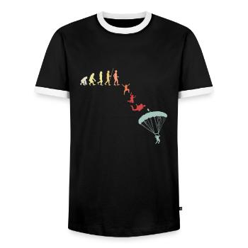 Parachutist Paraglider Evolution Vintage - Men's Ringer Shirt - black/white - Front - AI Model Female 172 light (172cm) & AI Model Male 178 light (178cm)