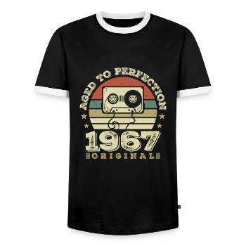 Idée Cadeau Anniversaire Vintage Original 1967 - T-shirt contrasté Homme - noir/blanc - Devant - AI Model Female 172 light (172cm) & AI Model Male 178 light (178cm)