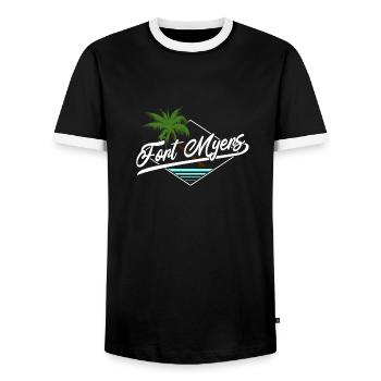 Fort Myers Florida - Männer Kontrast-T-Shirt - Schwarz/Weiß - Vorne - AI Model Female 172 light (172cm) & AI Model Male 178 light (178cm)