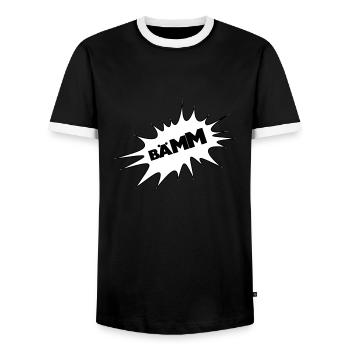 Baam, bulle, dessin animé, bande dessinée bulle de - T-shirt contrasté Homme - noir/blanc - Devant - AI Model Female 172 light (172cm) & AI Model Male 178 light (178cm)