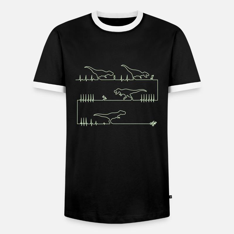 Dinosaur Attack - Men's Ringer Shirt - black/white