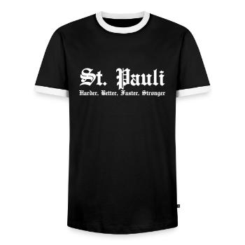 St. Pauli Harder Better Faster Strong Hamburg - Männer Kontrast-T-Shirt - Schwarz/Weiß - Vorne - AI Model Female 172 light (172cm) & AI Model Male 178 light (178cm)