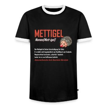Lustige Mettigel Definition Beschreibung Geschenk - Männer Kontrast-T-Shirt - Schwarz/Weiß - Vorne - AI Model Female 172 light (172cm) & AI Model Male 178 light (178cm)