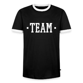 TEAM - Männer Kontrast-T-Shirt - Schwarz/Weiß - Vorne - AI Model Female 172 light (172cm) & AI Model Male 178 light (178cm)