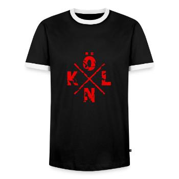 Cologne Cologne Cologne Colonia - Men's Ringer Shirt - black/white - Front - AI Model Female 172 light (172cm) & AI Model Male 178 light (178cm)