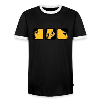 escalade des boîtes de logos d'homme le soir 3 - T-shirt contrasté Homme - noir/blanc - Devant - AI Model Female 172 light (172cm) & AI Model Male 178 light (178cm)