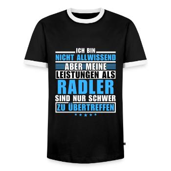 Unsurpassed performance as a cyclist - Men's Ringer Shirt - black/white - Front - AI Model Female 172 light (172cm) & AI Model Male 178 light (178cm)