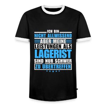 Unrivalled performance as a warehouse clerk - Men's Ringer Shirt - black/white - Front - AI Model Female 172 light (172cm) & AI Model Male 178 light (178cm)