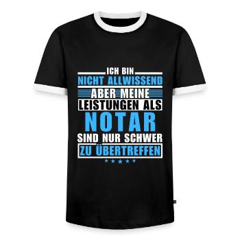 Unrivalled performance as a notary public - Men's Ringer Shirt - black/white - Front - AI Model Female 172 light (172cm) & AI Model Male 178 light (178cm)