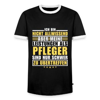 Unsurpassed performance as a caregiver - Men's Ringer Shirt - black/white - Front - AI Model Female 172 light (172cm) & AI Model Male 178 light (178cm)