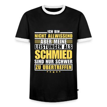 Unmatched performance as a blacksmith - Men's Ringer Shirt - black/white - Front - AI Model Female 172 light (172cm) & AI Model Male 178 light (178cm)