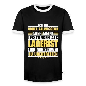 Unrivalled performance as a warehouse clerk - Men's Ringer Shirt - black/white - Front - AI Model Female 172 light (172cm) & AI Model Male 178 light (178cm)