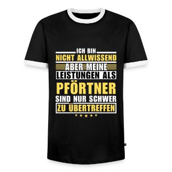Unübertroffene Leistung als Pförtner - Männer Kontrast-T-Shirt - Schwarz/Weiß - Vorne - AI Model Female 172 light (172cm) & AI Model Male 178 light (178cm)