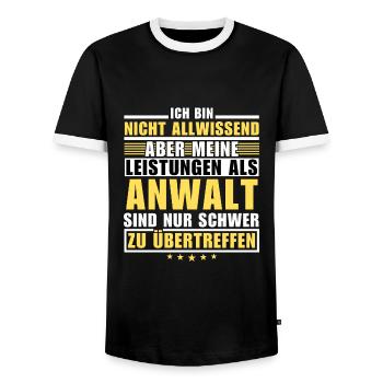 Unrivalled performance as a lawyer - Men's Ringer Shirt - black/white - Front - AI Model Female 172 light (172cm) & AI Model Male 178 light (178cm)