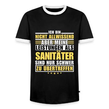 Des performances inégalées en tant qu’ambulancier paramédical - T-shirt contrasté Homme - noir/blanc - Devant - AI Model Female 172 light (172cm) & AI Model Male 178 light (178cm)