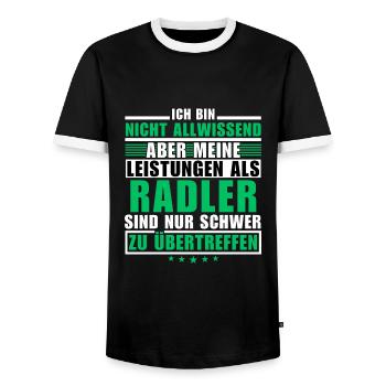 Unsurpassed performance as a cyclist - Men's Ringer Shirt - black/white - Front - AI Model Female 172 light (172cm) & AI Model Male 178 light (178cm)