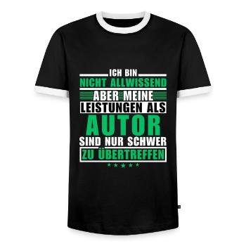Unmatched Achievement as a Writer - Men's Ringer Shirt - black/white - Front - AI Model Female 172 light (172cm) & AI Model Male 178 light (178cm)