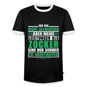 Unrivalled performance as a gamer - Men's Ringer Shirt - black/white - Front - AI Model Female 172 light (172cm) & AI Model Male 178 light (178cm)