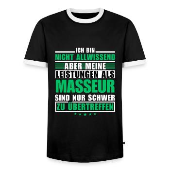 Unübertroffene Leistung als Masseur - Männer Kontrast-T-Shirt - Schwarz/Weiß - Vorne - AI Model Female 172 light (172cm) & AI Model Male 178 light (178cm)