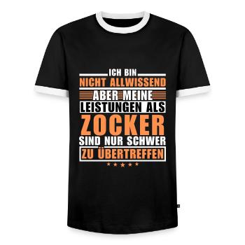 Unrivalled performance as a gamer - Men's Ringer Shirt - black/white - Front - AI Model Female 172 light (172cm) & AI Model Male 178 light (178cm)