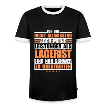 Unrivalled performance as a warehouse clerk - Men's Ringer Shirt - black/white - Front - AI Model Female 172 light (172cm) & AI Model Male 178 light (178cm)