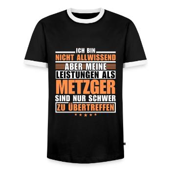 Unübertroffene Leistung als Metzger - Männer Kontrast-T-Shirt - Schwarz/Weiß - Vorne - AI Model Female 172 light (172cm) & AI Model Male 178 light (178cm)