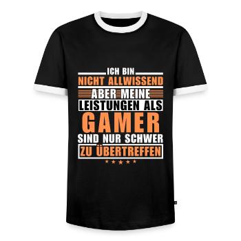 Unmatched performance as a gamer - Men's Ringer Shirt - black/white - Front - AI Model Female 172 light (172cm) & AI Model Male 178 light (178cm)