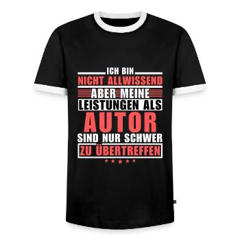Unmatched Achievement as a Writer - Men's Ringer Shirt - black/white - Front - AI Model Female 172 light (172cm) & AI Model Male 178 light (178cm)