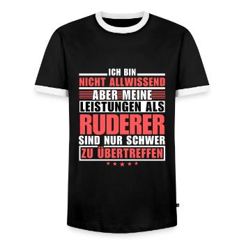 Unsurpassed performance as a rower - Men's Ringer Shirt - black/white - Front - AI Model Female 172 light (172cm) & AI Model Male 178 light (178cm)