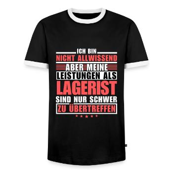 Unrivalled performance as a warehouse clerk - Men's Ringer Shirt - black/white - Front - AI Model Female 172 light (172cm) & AI Model Male 178 light (178cm)