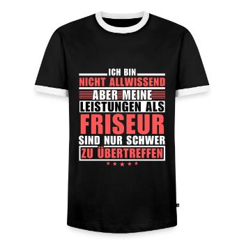 Unmatched performance as a hairdresser - Men's Ringer Shirt - black/white - Front - AI Model Female 172 light (172cm) & AI Model Male 178 light (178cm)