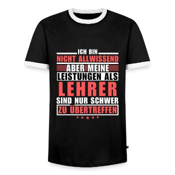 Unsurpassed performance as a teacher - Men's Ringer Shirt - black/white - Front - AI Model Female 172 light (172cm) & AI Model Male 178 light (178cm)