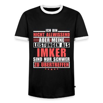 Unsurpassed performance as a beekeeper - Men's Ringer Shirt - black/white - Front - AI Model Female 172 light (172cm) & AI Model Male 178 light (178cm)