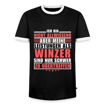 Unrivalled performance as a winemaker - Men's Ringer Shirt - black/white - Front - AI Model Female 172 light (172cm) & AI Model Male 178 light (178cm)
