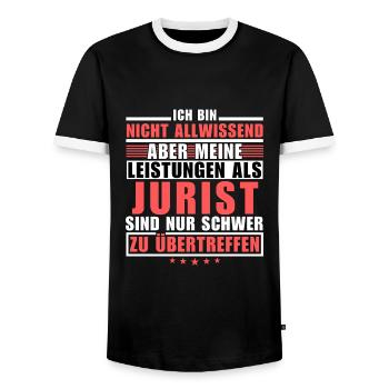 Unsurpassed performance as a lawyer - Men's Ringer Shirt - black/white - Front - AI Model Female 172 light (172cm) & AI Model Male 178 light (178cm)