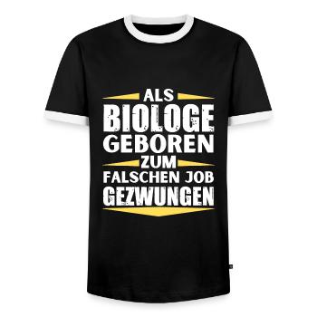 Biologist landed in the wrong job - Men's Ringer Shirt - black/white - Front - AI Model Female 172 light (172cm) & AI Model Male 178 light (178cm)